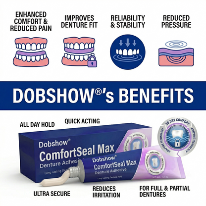 Dobshow® ComfortSeal Max Denture Adhesive—🦷96-hour long-lasting, heat adaptive technolog