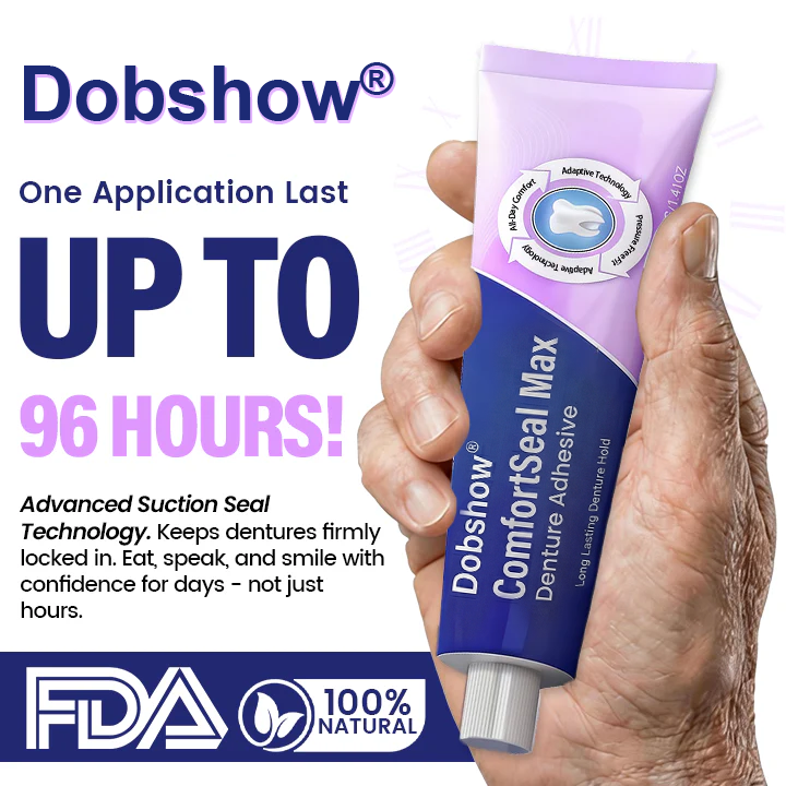 Dobshow® ComfortSeal Max Denture Adhesive—🦷96-hour long-lasting, heat adaptive technolog