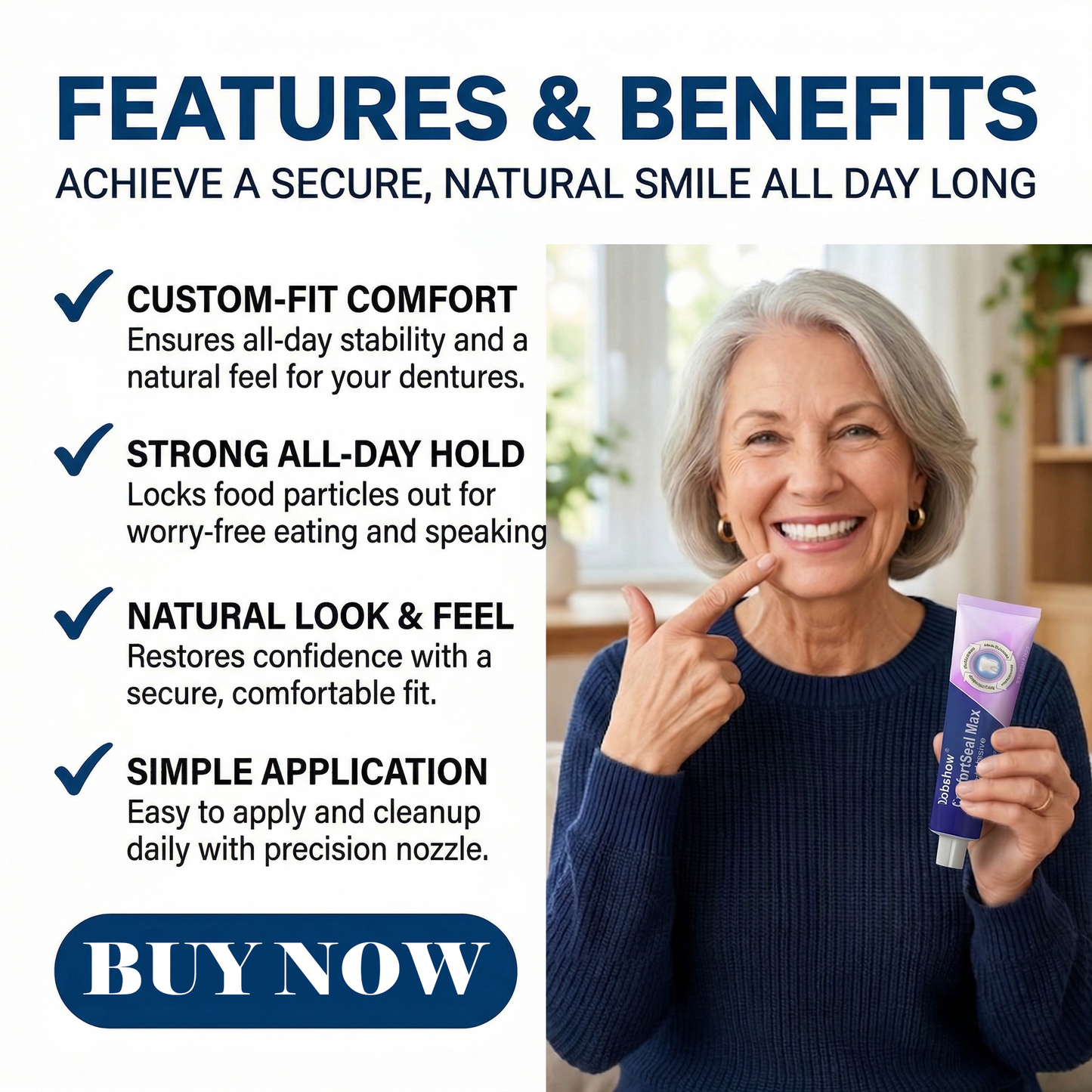 Dobshow® ComfortSeal Max Denture Adhesive—🦷96-hour long-lasting, heat adaptive technolog