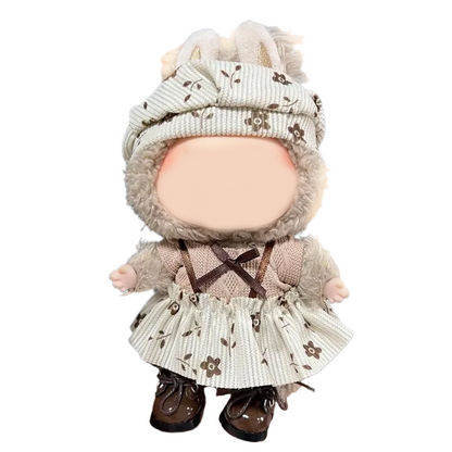 MCOIKY®  Vinyl Face Plush Doll Clothes &  Rustic Floral Skirt Set