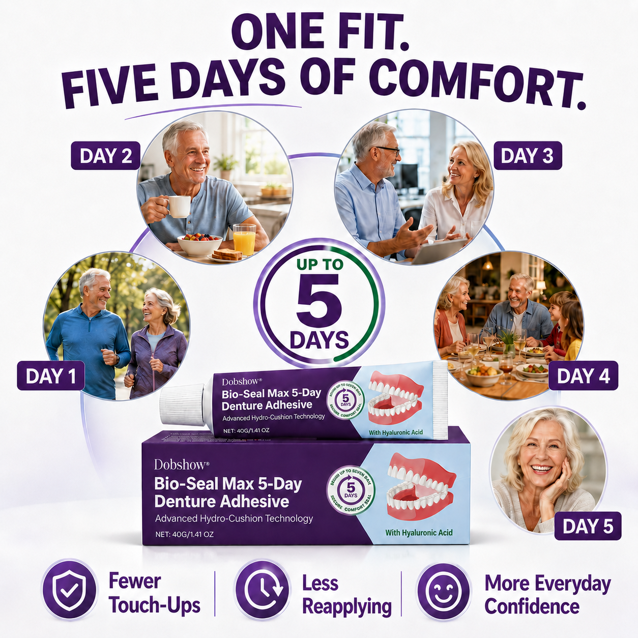 🔥LIMITED SPECIAL OFFER🔥Dobshow® Bio-Seal Max 5-Day Denture Adhesive🦷💙