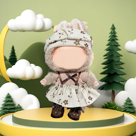 MCOIKY®  Vinyl Face Plush Doll Clothes &  Rustic Floral Skirt Set